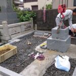 京都府舞鶴市西舞鶴寺院墓地にて新墓建立工事と防草工事